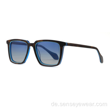 Benutzerdefinierte Logo Unisex Square Acetat polarisierte Sonnenbrille